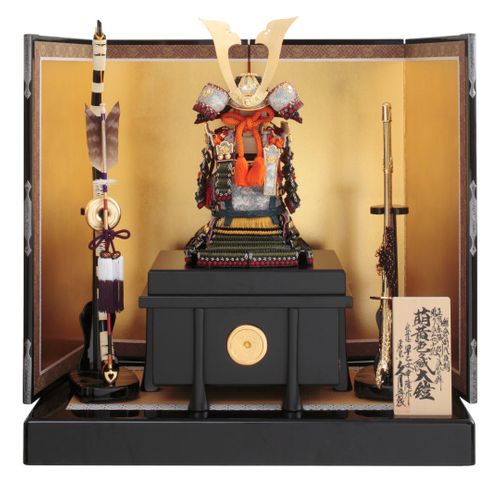 吉徳監製　鎧兜兜　玉鳳作　緋絲織之大鎧 140☆上原玉鳳 作 鎌倉 金小札梨地黄糸威之大鎧 12号 兜飾り 鎧