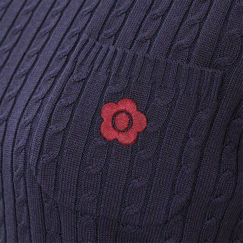 マリークワント MARY QUANT デイジーワンポイントケーブルニット プルオーバー （ネイビー） MARY QUANT（マリークワント）の「デイジーワンポイントケーブル