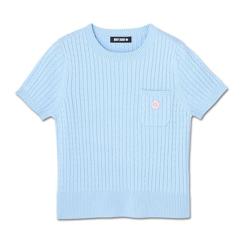 MARY QUANT デイジーワンポイントケーブルニット プルオーバー ホワイト マリークワント MARY QUANT デイジーワンポイントケーブルニット