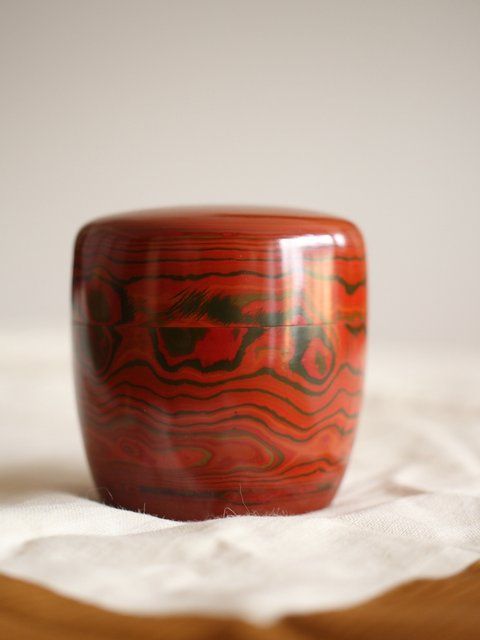 光悦在銘　堆漆印籠　堆朱　湯浅豊太郎 湯浅豊太郎/光悦 堆漆 棗 A urushi tea container Q271 | のびる