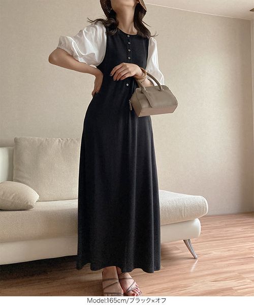 異素材切替ぽわん袖リブワンピース [E3108] | - Buyee日本代購服務