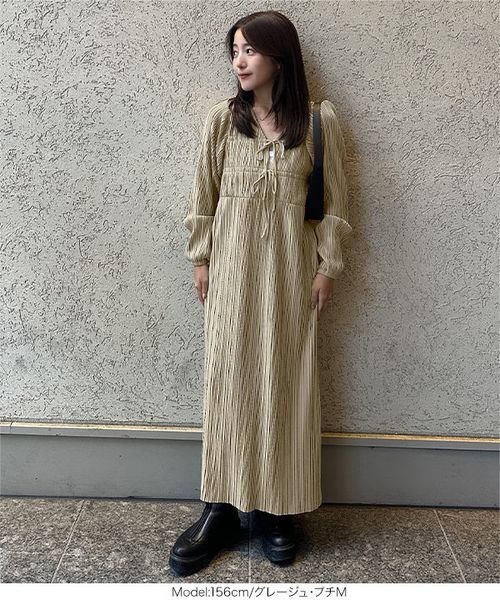yuiさんコラボ ]前後2way長袖プリーツワンピース [E3536] | KOBE