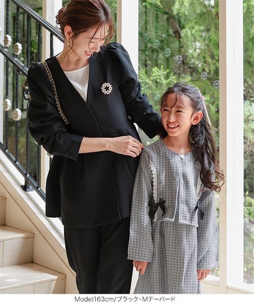 セレモニー ] M L サイズが選べる ペプラムジャケット4点スーツ [X490