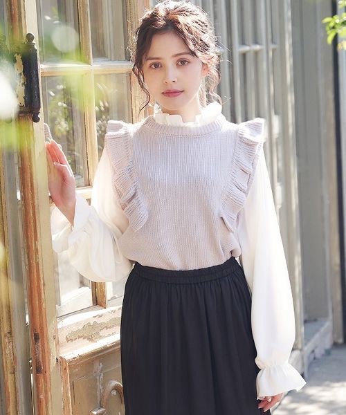 イング フリルニットベスト＋ブラウスSET | 0101 MARUI - Buyee