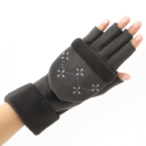 ローラ アシュレイ ムートン風裏起毛素材フード付グローブ（レディース