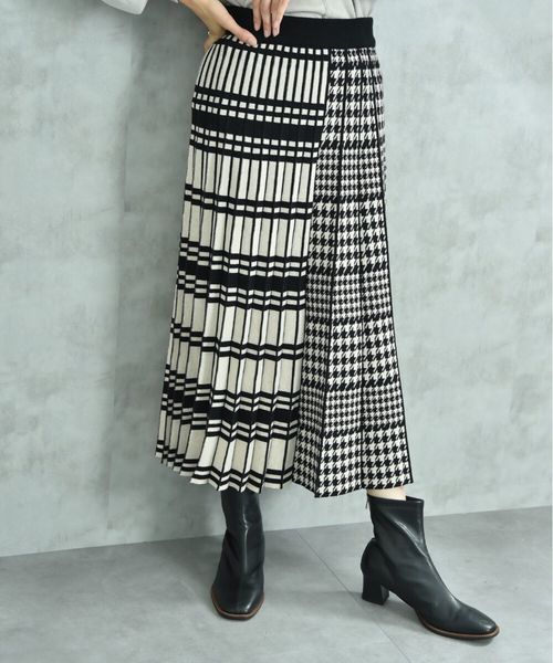 インタープラネット チェック＊千鳥柄コンビニットスカート | - Buyee