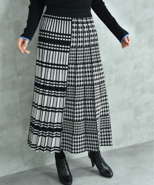 インタープラネット チェック＊千鳥柄コンビニットスカート | - Buyee
