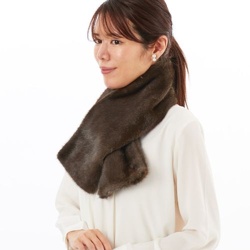 faviora☆新品未使用☆極上柔らかマフラー ファビオラ(Faviora) 【簡単着脱・洗える】フェイクファーポン付