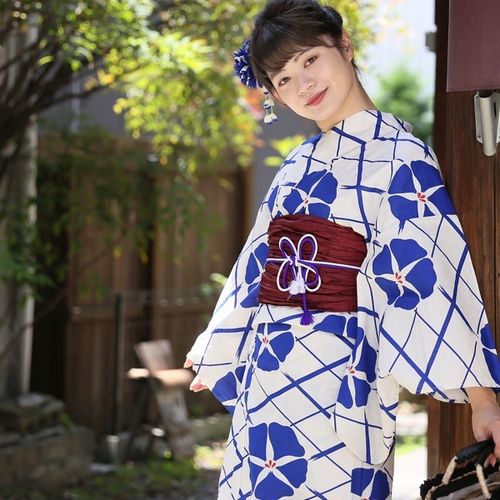 ウタタネ（utatane） utatane 高級変わり織り浴衣3点セット【青の格子