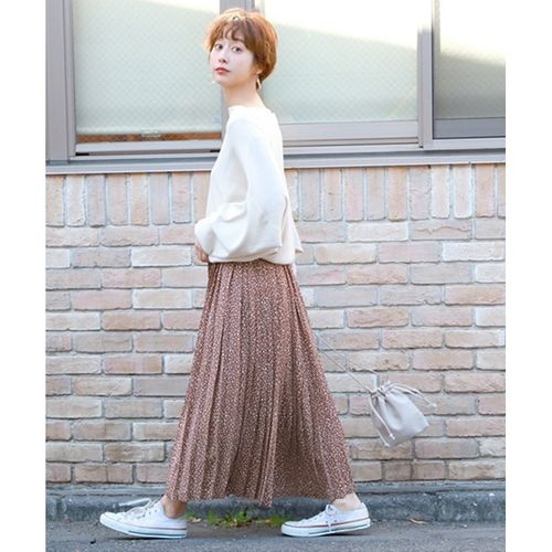 レオパード柄ロングスカート プリーツスカート 飛び込める
