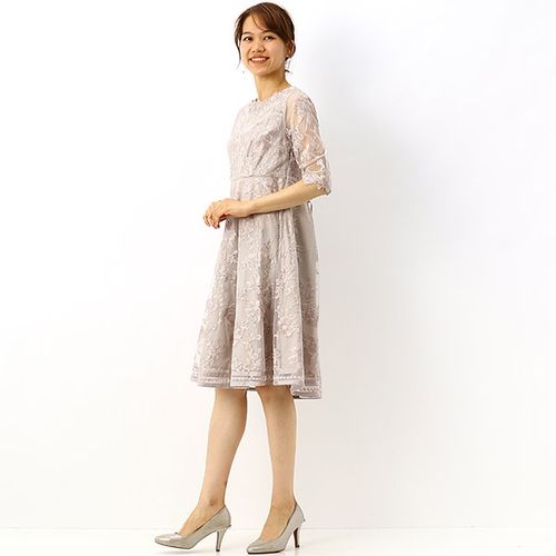 5★新品★ ドリードール　結婚式　二次会　ドレス　ワンピース　 short ドリードール（Dorry Doll） 模様柄オールレース ウエスト切替