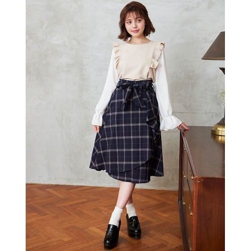 【まり】Sister Jane タータンチェック柄ラッフルスカート チェック柄ラッフルミディ/SK[品番：INGW0005437]｜INGNI