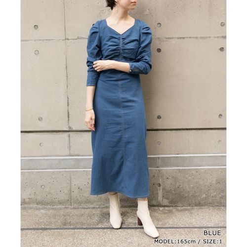 ランダ Randa 秋冬新作 ギャザーデザインデニムワンピース 0101 Marui Buyee An Online Proxy Shopping Service Shop At 0101 Marui Bot Online