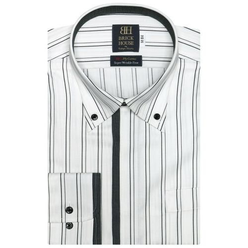 ブリックハウス 形態安定 ノーアイロン 長袖ワイシャツ ボタンダウン 白 黒ストライプ 標準体 0101 Marui Buyee An Online Proxy Shopping Service Shop At 0101 Marui Bot Online