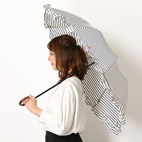 ポロ　ラルフローレン　雨傘　傘　フリル　ボーダー　楽折 ポロ ラルフローレン（傘）POLO RALPH LAUREN(umbrella