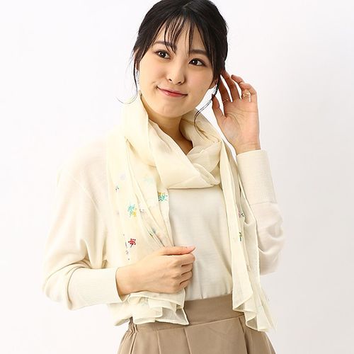 【新品/未使用】Luna Luce 高級刺繍ストール Luna Luce bi-clarte(ルナルｰチェ ビ クラルテ） 【手洗いOK】カシミヤ