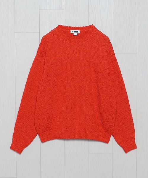 h beauty&youth バンプコットン ワイドクロップド ニット H＞バンプコットン ワイドクロップド クルーネックニット
