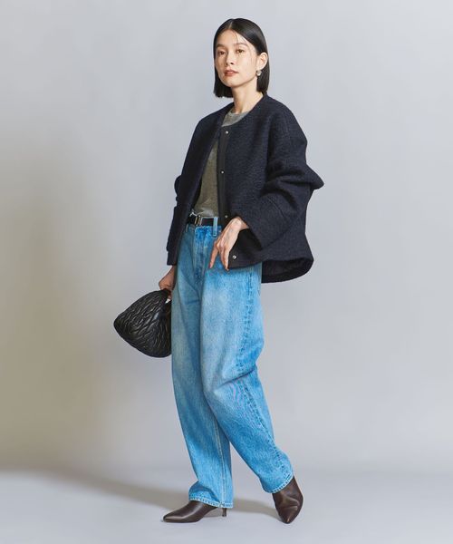 ユナイテッドアローズ ブークレノーカラーショートコート WEB限定】ブークレ ノーカラーショートコート | UNITED ARROWS