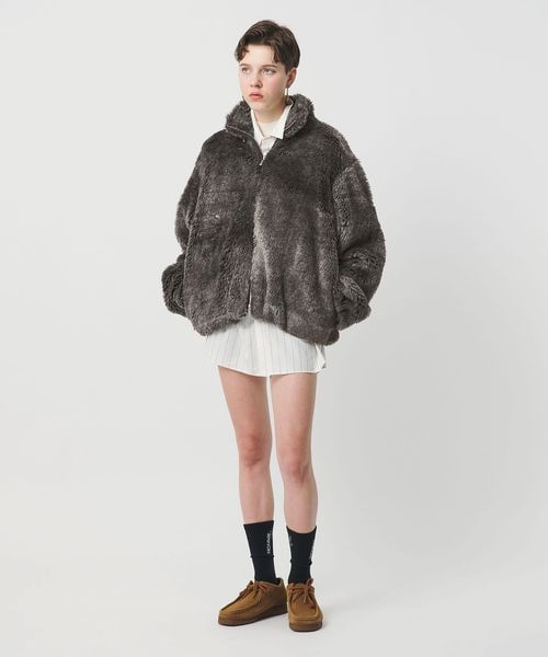 SEASONAL COLLECTION＞エコペル フェイクファー フード コート