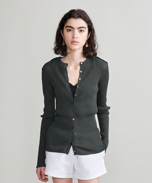 ＜H＞TC リブ アウトシームカーディガン | エイチ H＞TC リブ アウトシームカーディガン グレー - メルカリ