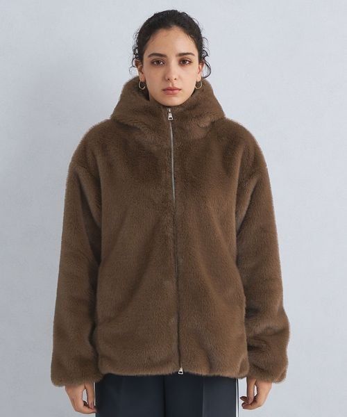 SEASONAL COLLECTION＞エコペル フェイクファー フード コート