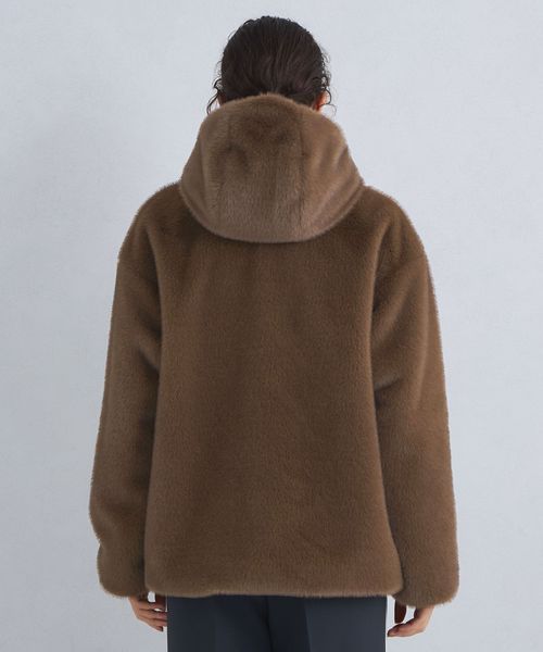 SEASONAL COLLECTION＞エコペル フェイクファー フード コート