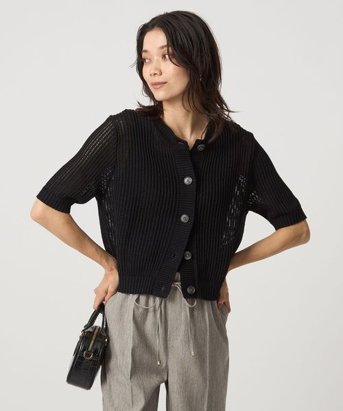 カーディガン メッシュ ニット ショートスリーブ カーディガン レディース BEAUTY＆YOUTH UNITED ARROWS カーディガン メッシュポロニット