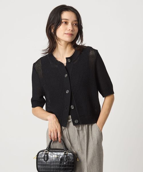 カーディガン メッシュ ニット ショートスリーブ カーディガン レディース BEAUTY＆YOUTH UNITED ARROWS カーディガン メッシュポロニット