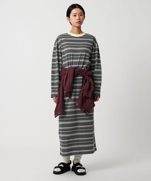 6(ROKU)＞ベロア ボーダー ポロシャツワンピース | UNITED