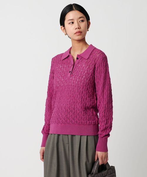 【完売品】新品タグ付き★　　 ＜CITEN＞レースアミポロエリニット セール】＜CITEN＞レースアミポロエリニット（ニット/セーター