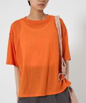 ＜6(ROKU)＞コットンカシミヤ ベーシック 25SS Tシャツ　レッド BEAUTY&YOUTH UNITED ARROWS｜<6(ROKU)>コットンカシミヤ