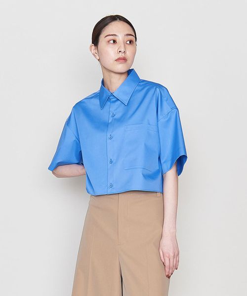 ASTRAET＞1ポケット クロップド レギュラーカラーシャツ