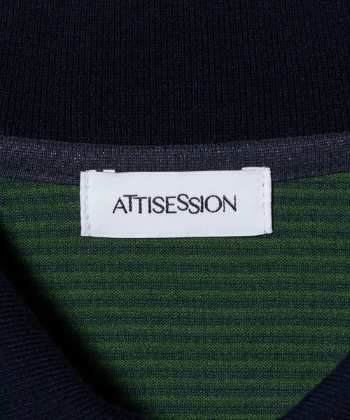 ＜ATTISESSION＞ベロア ボーダー ポロシャツ ATTISESSION＞ベロア ボーダー ポロシャツ