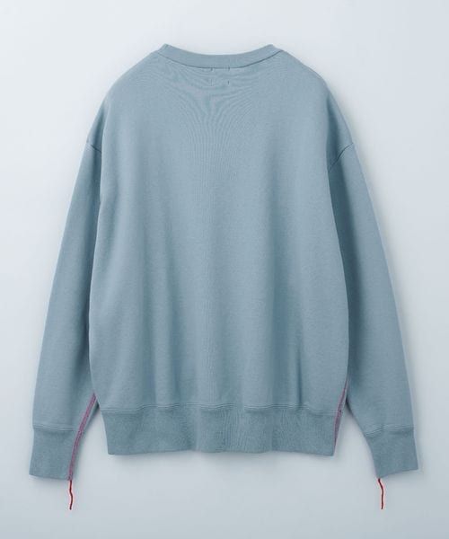 6(ROKU)＞コットンウラケ カラーステッチ クルーネック プルオーバー