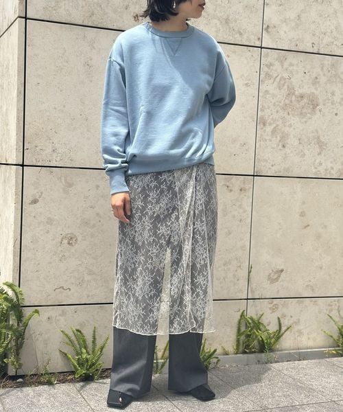 6(ROKU)＞コットンウラケ カラーステッチ クルーネック プルオーバー