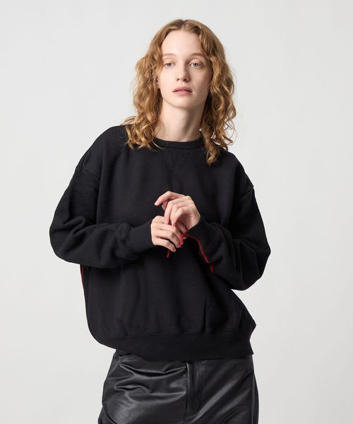 ＜6(ROKU)＞コットンウラケ カラーステッチ クルーネック プルオーバー 6(ROKU)＞コットンウラケ カラーステッチ クルーネック プルオーバー