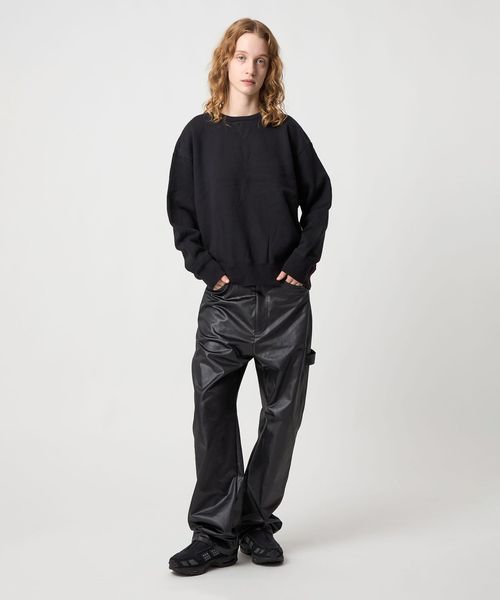 6(ROKU)＞コットンウラケ カラーステッチ クルーネック プルオーバー