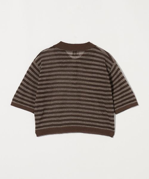 〈６(ROKU)〉コットン ナイロン ボーダー ポロニット ショートスリーブ BEAUTY&YOUTH UNITED ARROWS｜<6(ROKU)>コットン ナイロン
