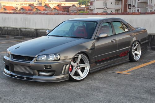 R34 スカイライン　4ドア用　Rタイプ　フロント　サイド　リアハーフ　セット R34スカイラインのエアロリアハーフ4ドア用セット｜パーツランド