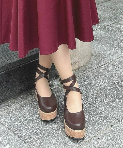 クロスストラップ厚底パンプス/an another angelus [00BA01d001] | F