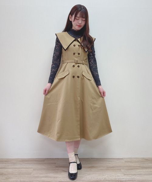 Outlet) ビッグカラートレンチジレワンピース/an another angelus