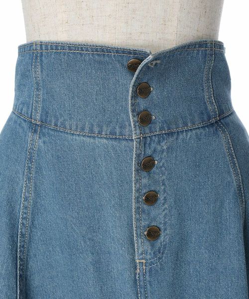フロント釦デニムフレアースカート/an another angelus