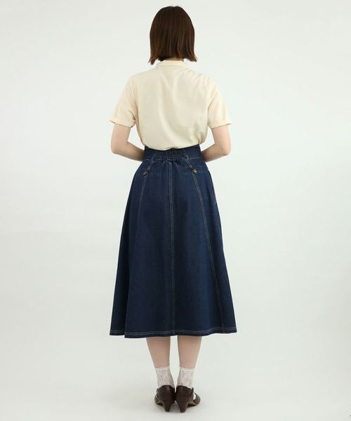 フロント釦デニムフレアースカート/an another angelus [49BG02p008