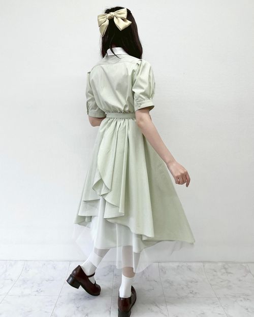 バックラッフルストライプシャツワンピース/F i.n.t [53AE02g007