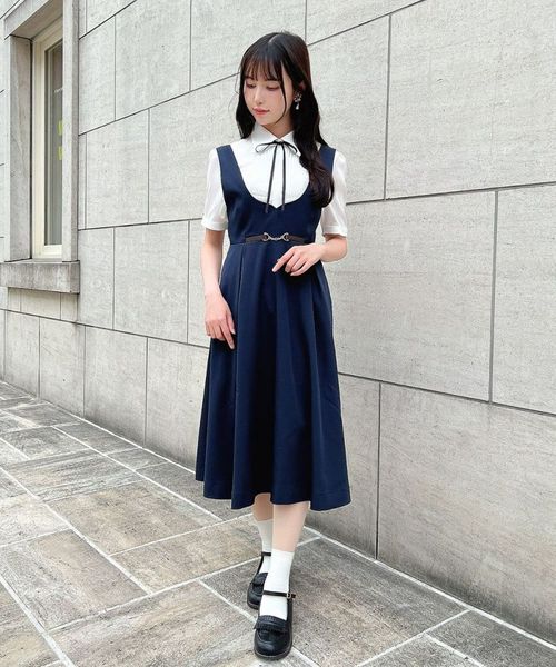 チェーンビット使いディープVネックジャンパースカート/F i.n.t