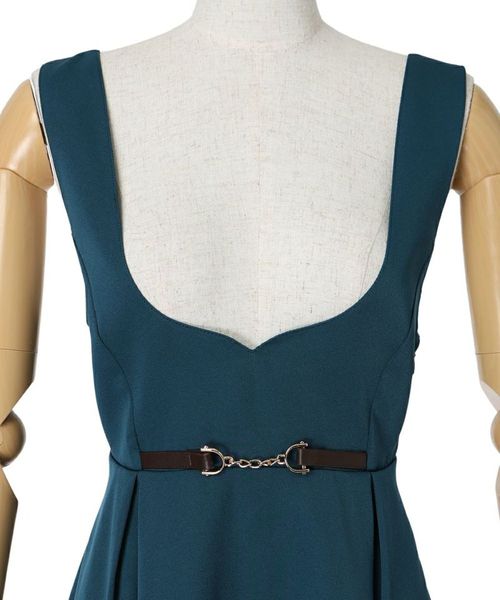 チェーンビット使いディープVネックジャンパースカート/F i.n.t