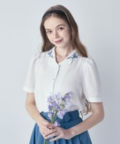 ロゴラインスカーフ付き5分袖シャツ/an another angelus ロゴラインスカーフ付き5分袖シャツ 夏服（シャツ/ブラウス