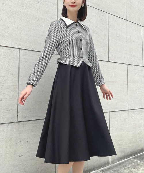 サラアサさま・ワンピース③ レイヤード風ギンガムフィット&フレアーワンピース/an3 Limited