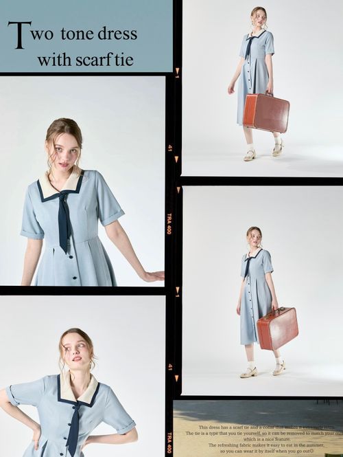 スカーフタイ付きバイカラーワンピース/F i.n.t [54AE02h015] | F