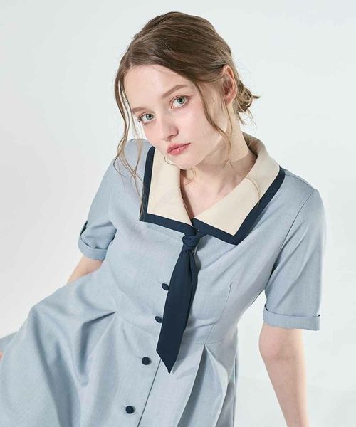 スカーフタイ付きバイカラーワンピース/F i.n.t [54AE02h015] | F